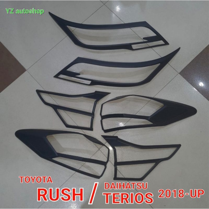 Paket Garnish/Cover lampu depan belakang RUSH-TERIOS 2018-2021-UP Blacktivo