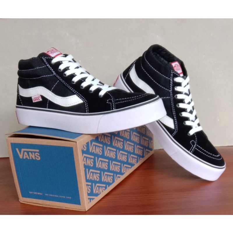 sepatu vans old skool sk8 high black white vans premium sk8 tinggi hitam putih