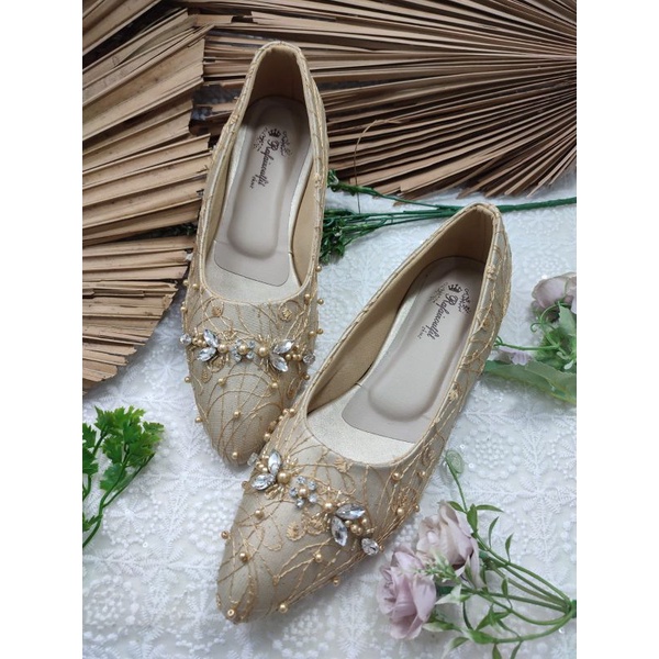 flatshoes rafaizoutfit sepatu wanita tanpa hak zelia gold