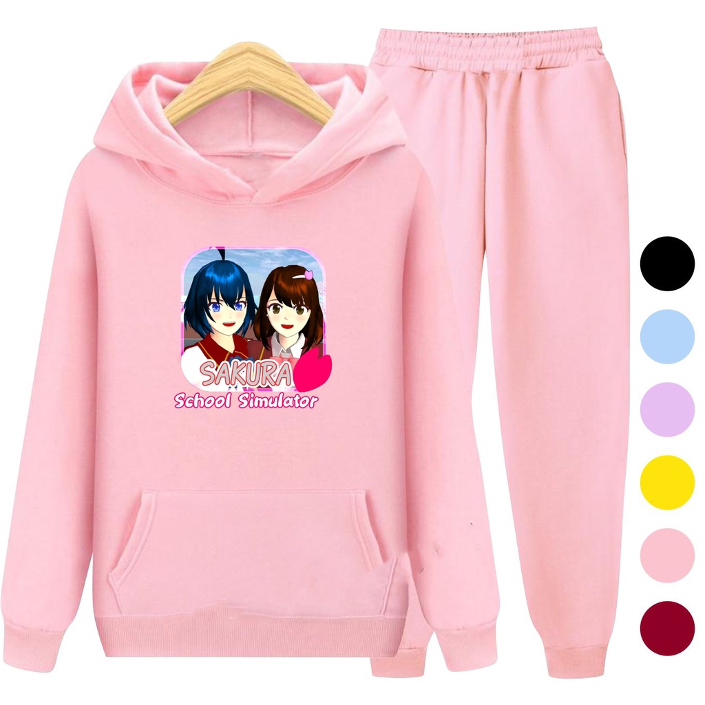 Setelan Anak Sweater Hoodie SAKURA / Set Sweater Anak-Remaja Size S, M, XL , XXL