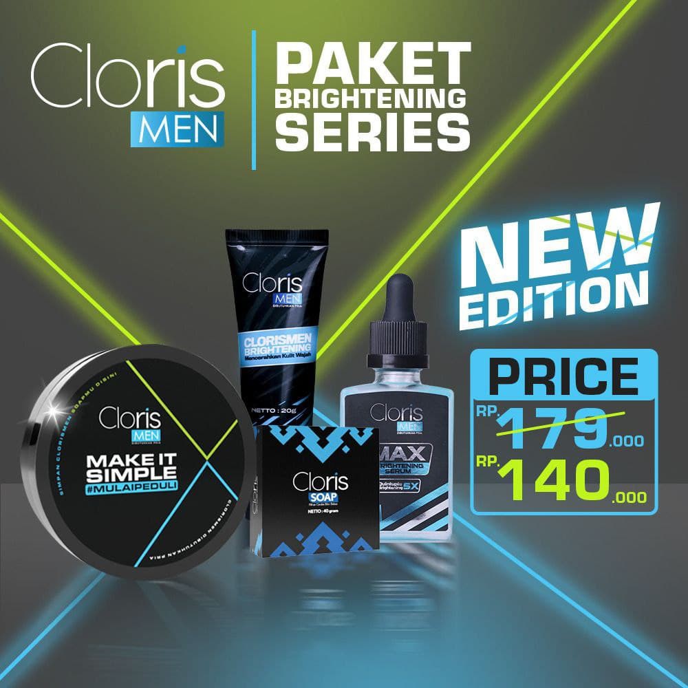 Paket Perawatan Wajah Pria Clorismen Skincare Brightening Acne Cowok Cloris Men Official C12