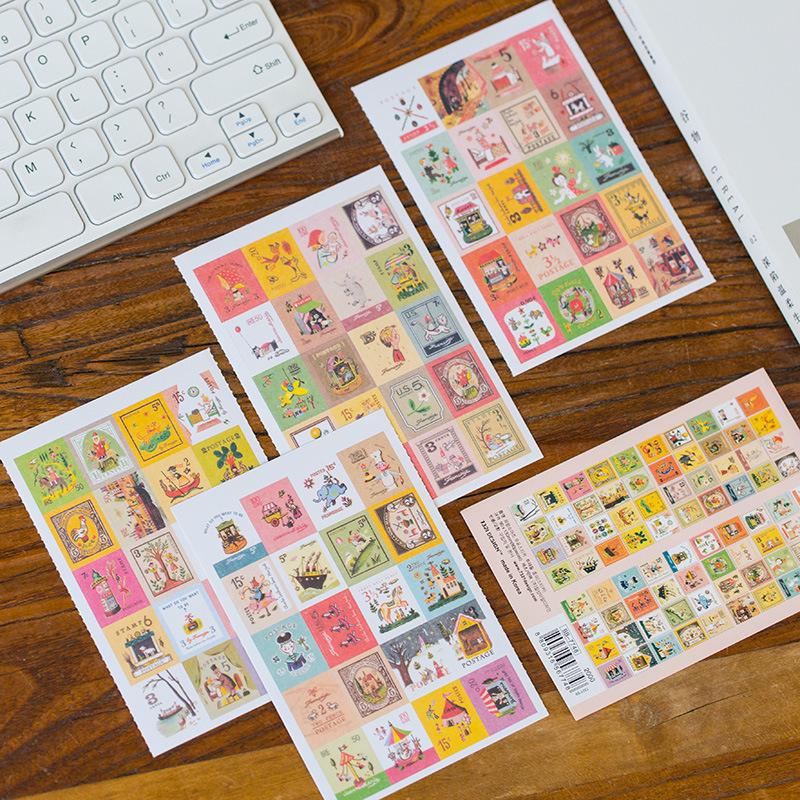 4 Lembar Lot Stiker Kertas Gaya Vintage Korea Motif 4 Lembar Lot Stiker Kertas Gaya Vintage Korea Motif