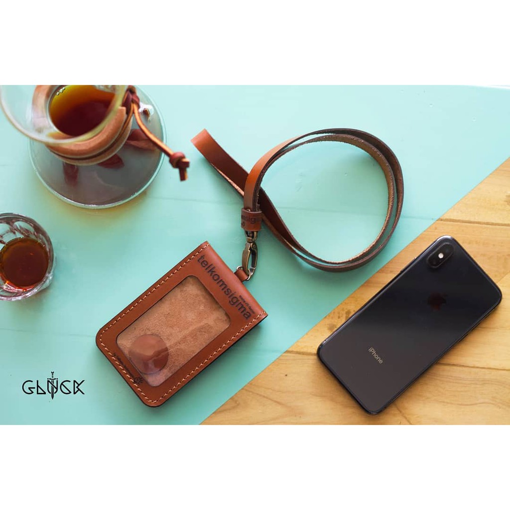NAME TAG / ID CARD HOLDER CUSTOM / LANYARD TALI ID CARD KULIT ASLI