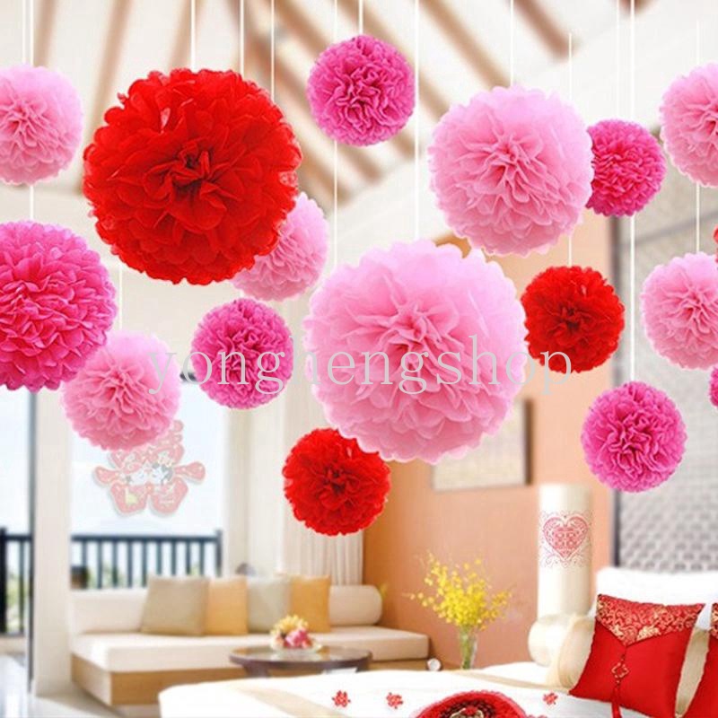 Handmade Bola Pompom Bunga Bahan Kertas Tisu Buatan Tangan Untuk Dekorasi Pesta Ulang Tahun