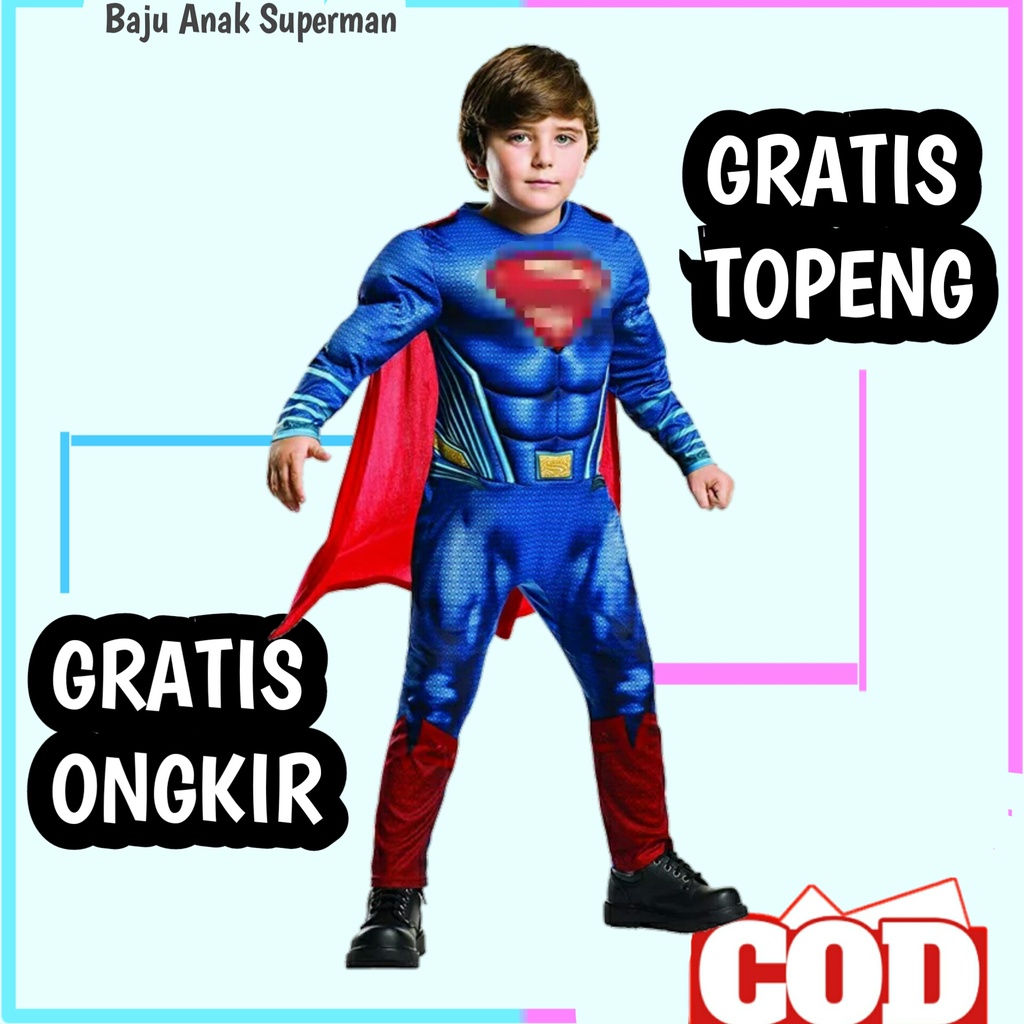 BISA COD/BAYAR DI TEMPAT | baju superman anak umur 1 - 11 tahun | kostum superman | kostum superman anak | baju superman anak dan topeng | baju anak laki laki | baju superman | baju superman anak laki laki | superman kostum | KE250