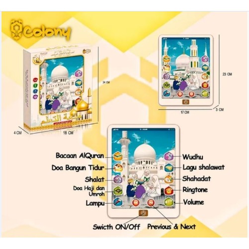 IPad Mini Mainan Anak Edukasi Elektronik Belajar Mengaji Muslim Alquran Permainan Multi Bahasa