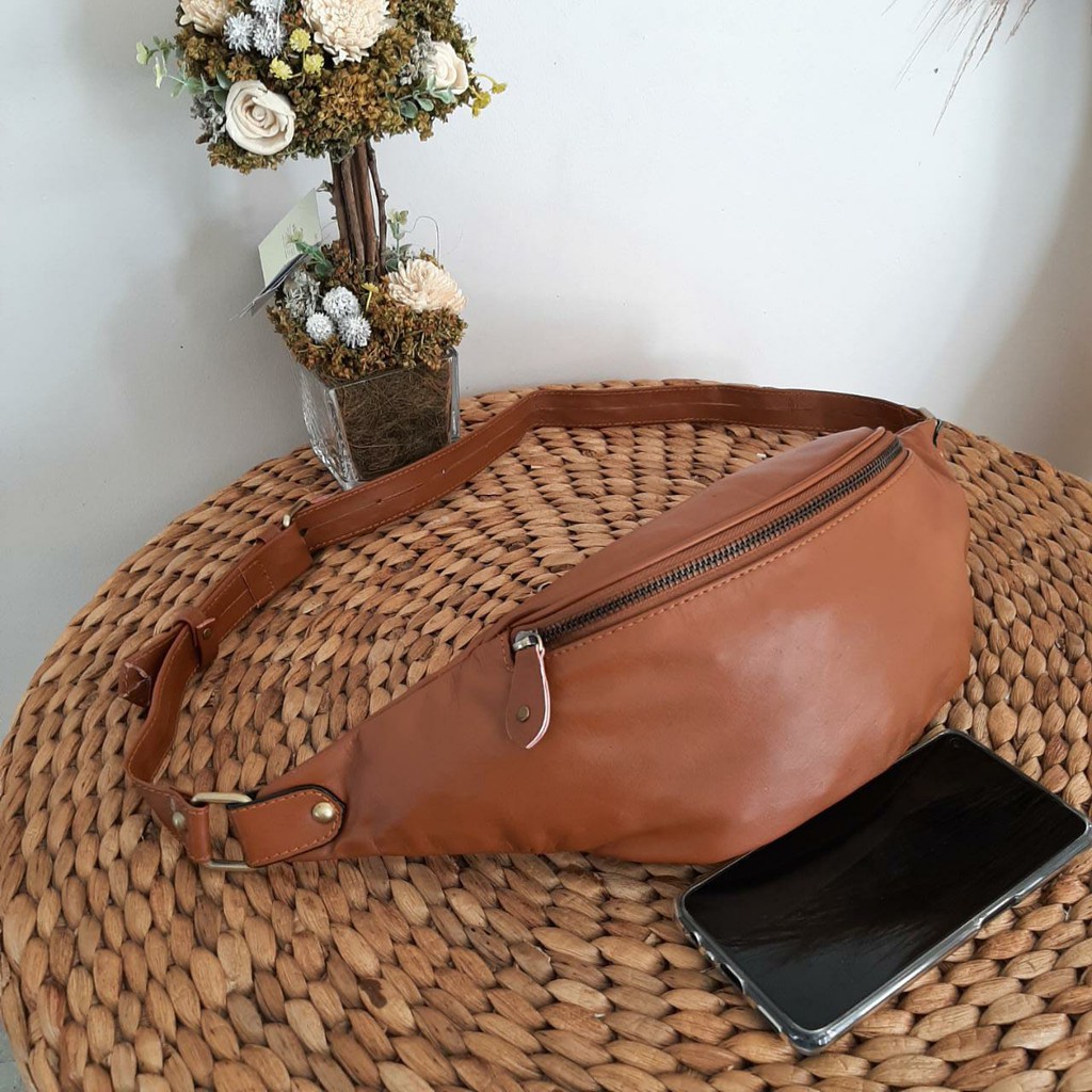 Tas Kulit Asli Pria Selempang | Waistbag Kulit Sapi Panjang Asli Kota Garut