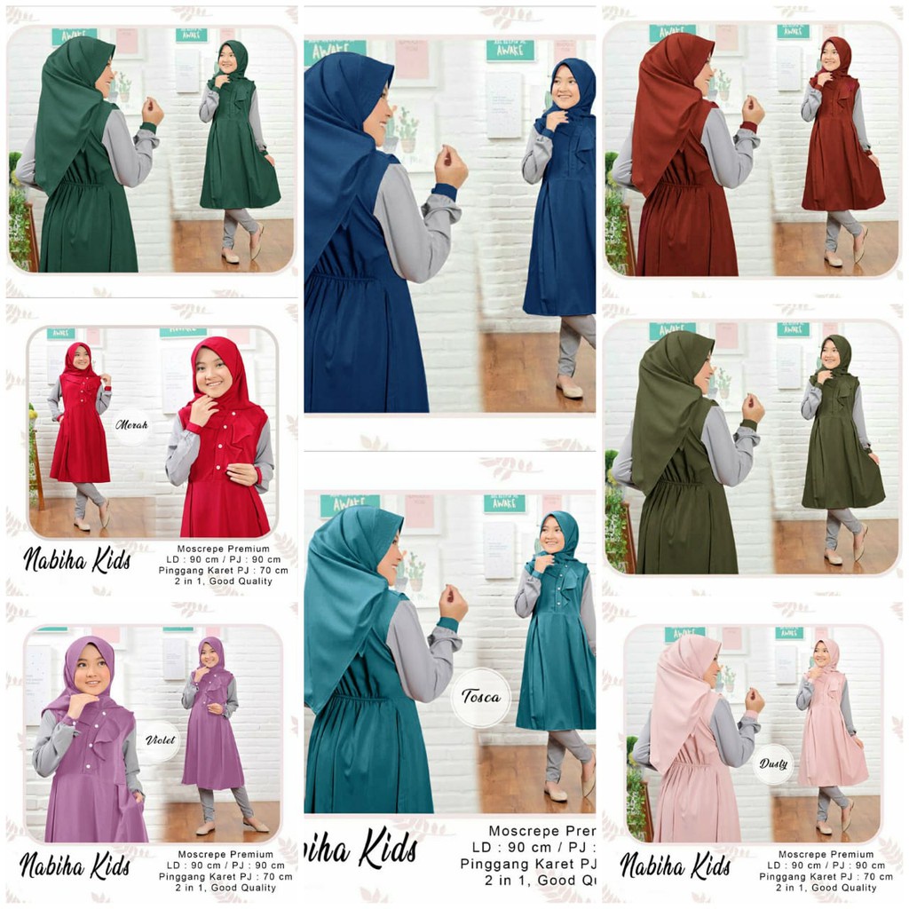 COD BAJU SETELAN TUNIK ANAK NABIHA KIDS MODEL TERBARU KEKINIAN/BAJU SETELAN  ANAK REMAJA USIA 10-12 