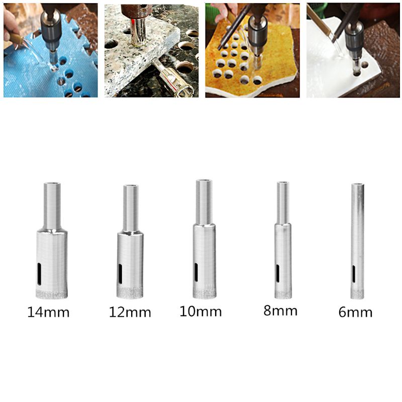 Mary 5pcs Mata Bor Diamond Holeaw 6-14mm Untuk Keramik / Porselen / Kaca / Marmer