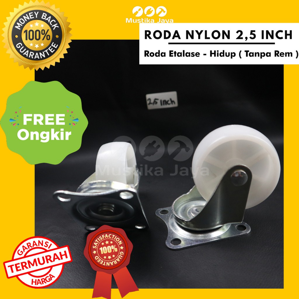 Roda Nylon Hidup 2.5 Inch/ Roda Nilon 2.5&quot; / Roda Etalase Hidup