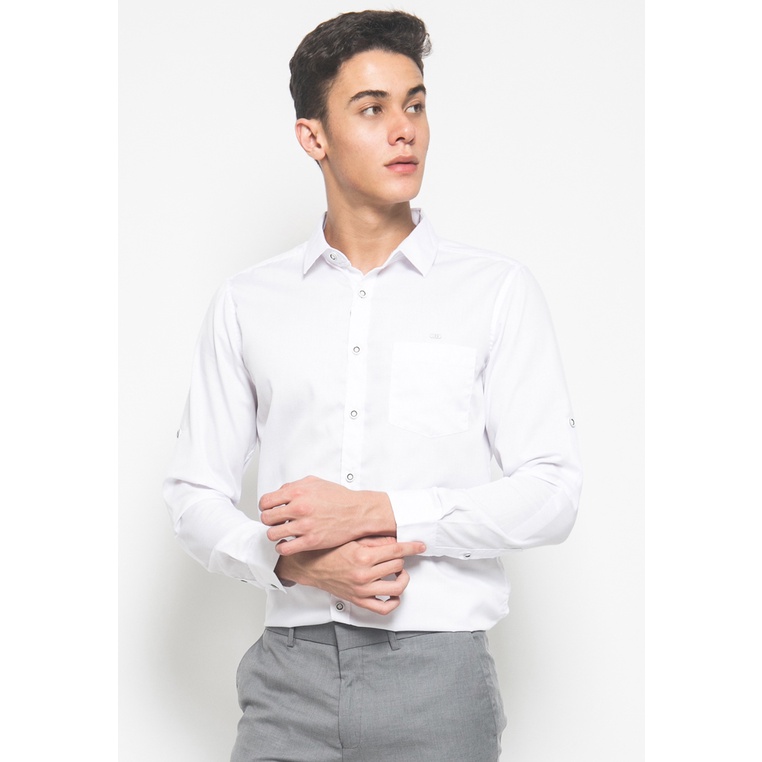 LGS - Kemeja Casual Pria - Lengan Panjang - Motif Polos - Putih - CSH.283.S901.147.CLS