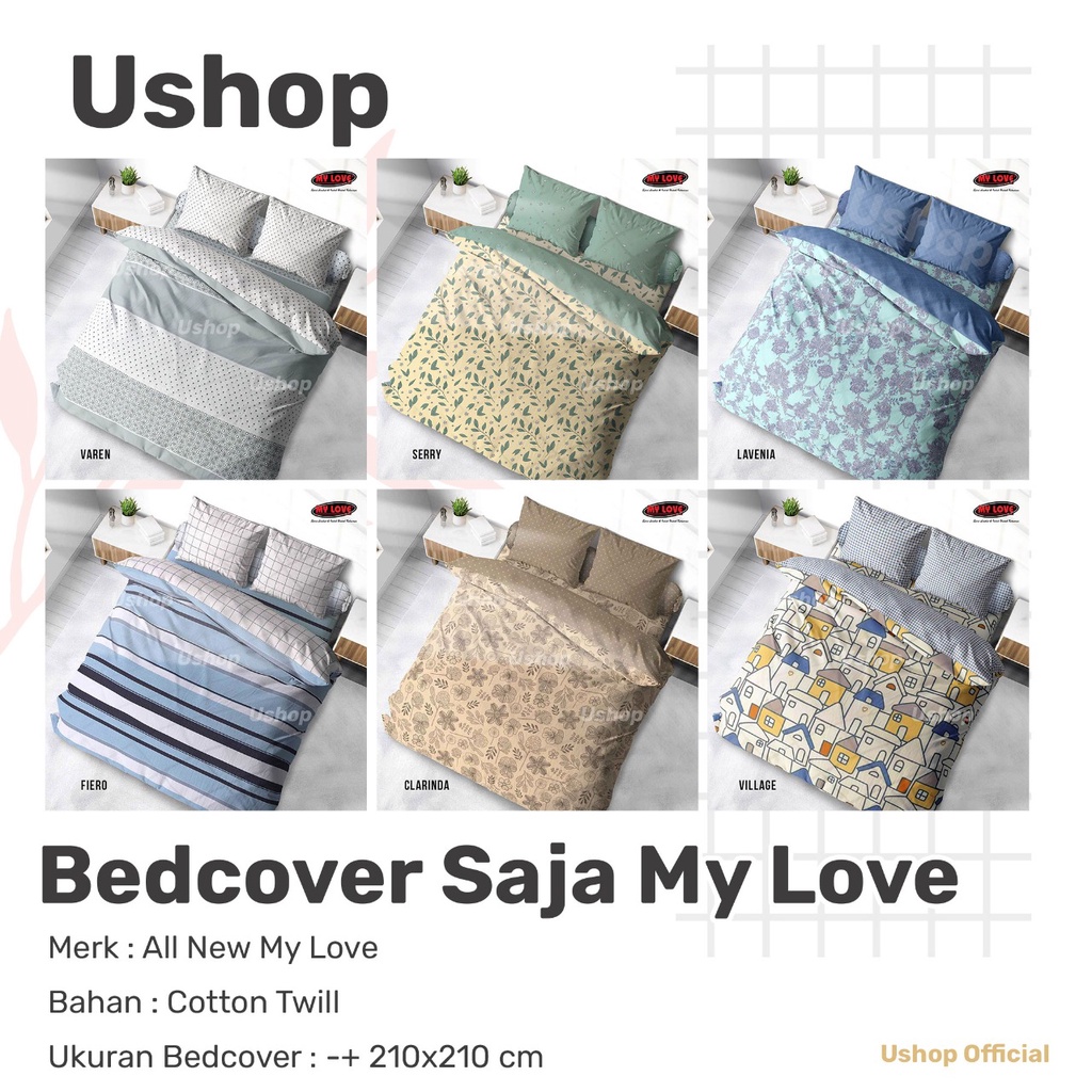 ALL NEW MY LOVE Bedcover Saja 200x200 180x200 160x200 - Tanpa Sprei - King 180 Queen 160 BC SAJA
