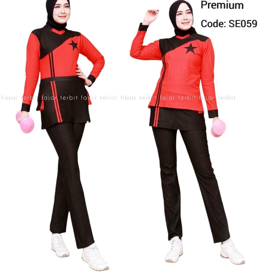 Flash Sale - setelan baju olahraga senam aerobic   baju olahraga muslim stetelan olahraga wanita dewasa celana rok dewasa celana olahraga panjang kantong ,,
