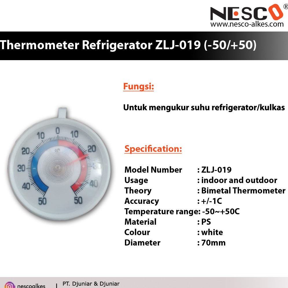 Nesco Thermometer Refrigerator ZLJ-019 (-50/+50)/ Thermometer Kulkas, FM, Best Seller