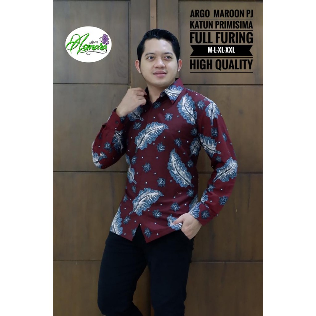 ARGO MAROON ASMARA BATIKSOLOAMANAH BAJU KEMEJA BATIK SOLO PRIA LENGAN PANJANG PENDEK LAPIS FURING ATASAN PREMIUM MODERN KATUN HALUS KEMBANG BIRU ANGGORO WHITE COFFE LAYUNG MERAH WIRAYUDA HITAM BRAMANTYO BIRU MERAH PUTIH KUNING KEMBANG PAGER KAWIJAYAN KLA