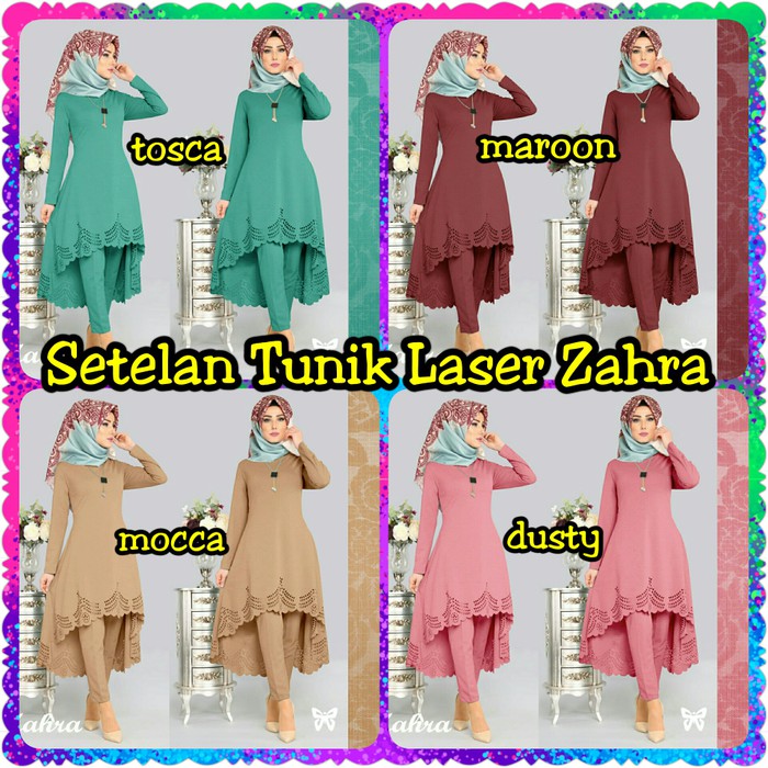 Baju wanita Setelan Tunik Laser Zahra