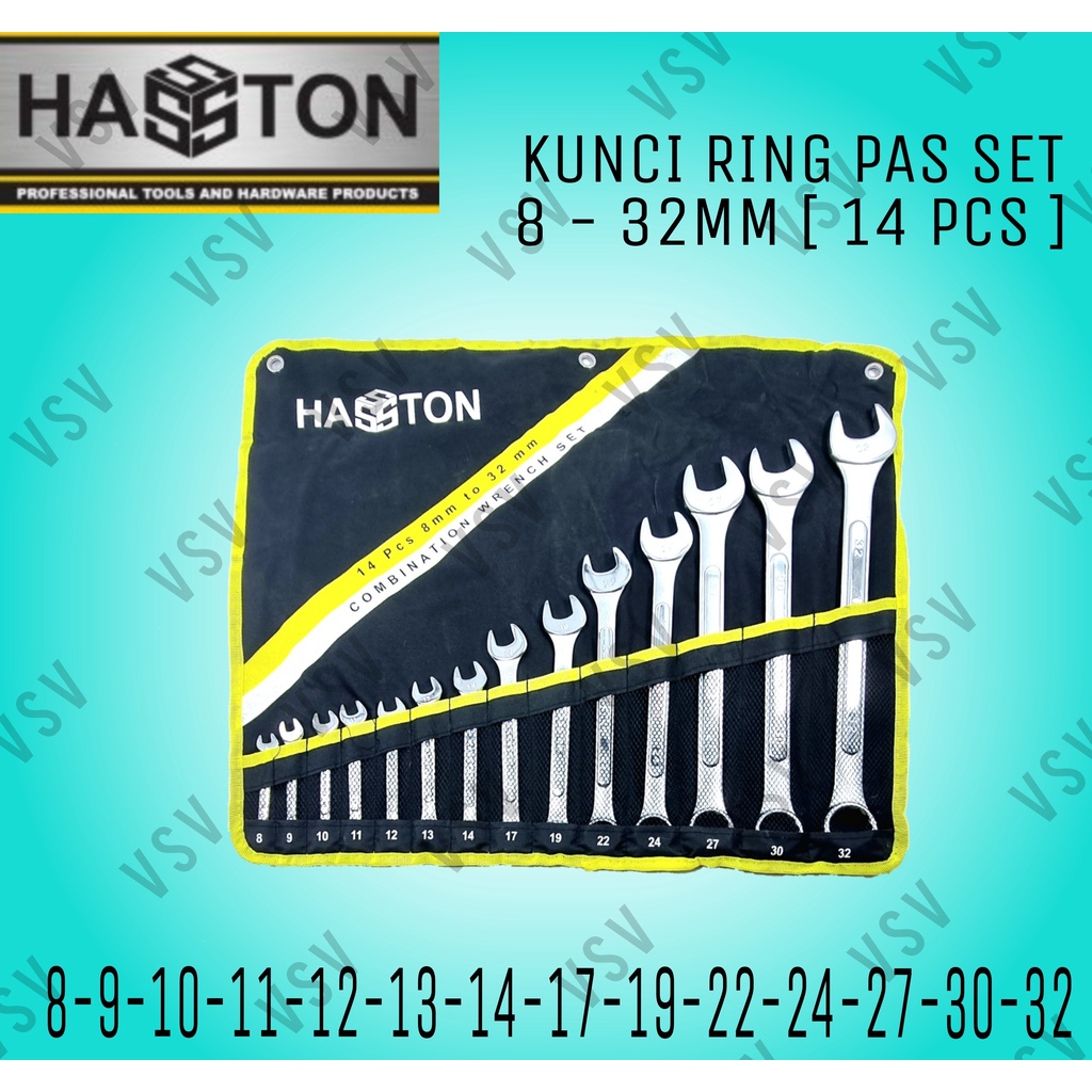 HASSTON  Kunci Ring Pas Set 14pcs 8-32mm Combination Wrench Set 14pc