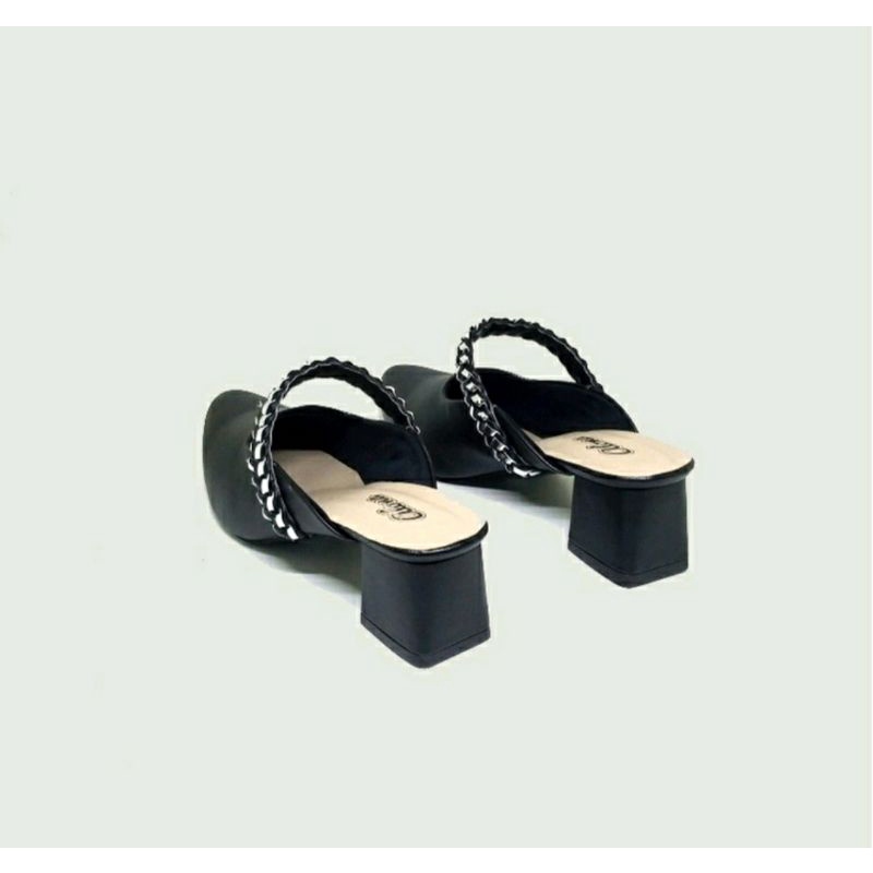 Original, Higheels Alonaid-119 Big Size 41-45 Slop Bustong Wanita Ukuran JUMBO Sandal Cewek Pesta Ukuran Besar Kulit Krem, 44