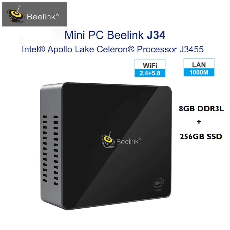 BEELINK J34 Mini PC - RAM 8GB SSD 256GB - Intel Apollo Lake Windows 10 - Mini PC Intel 8GB/256GB