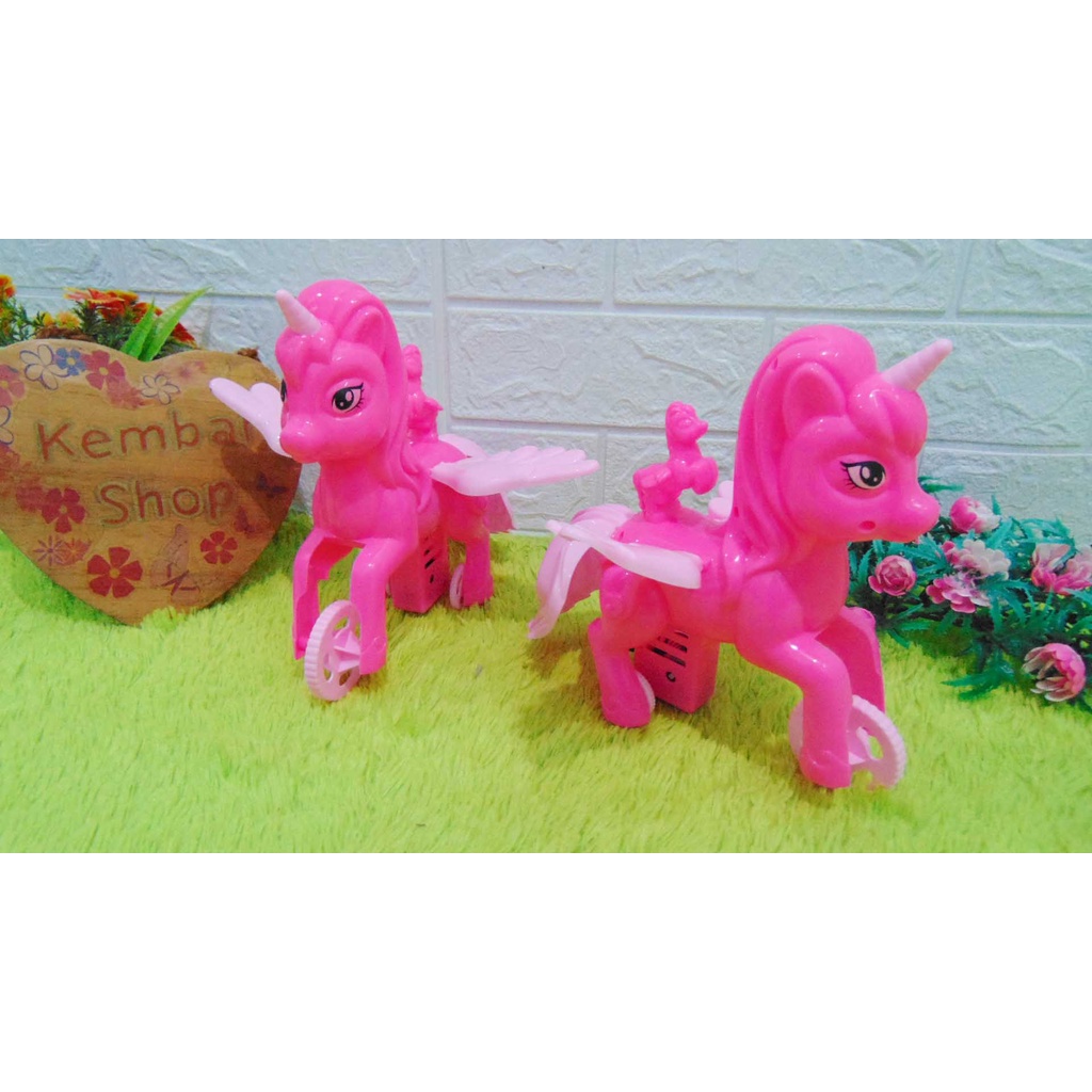 OCT7231 Mainan Anak Kuda Poni Little Pony Tarik Bisa jalan bunyi kring kring