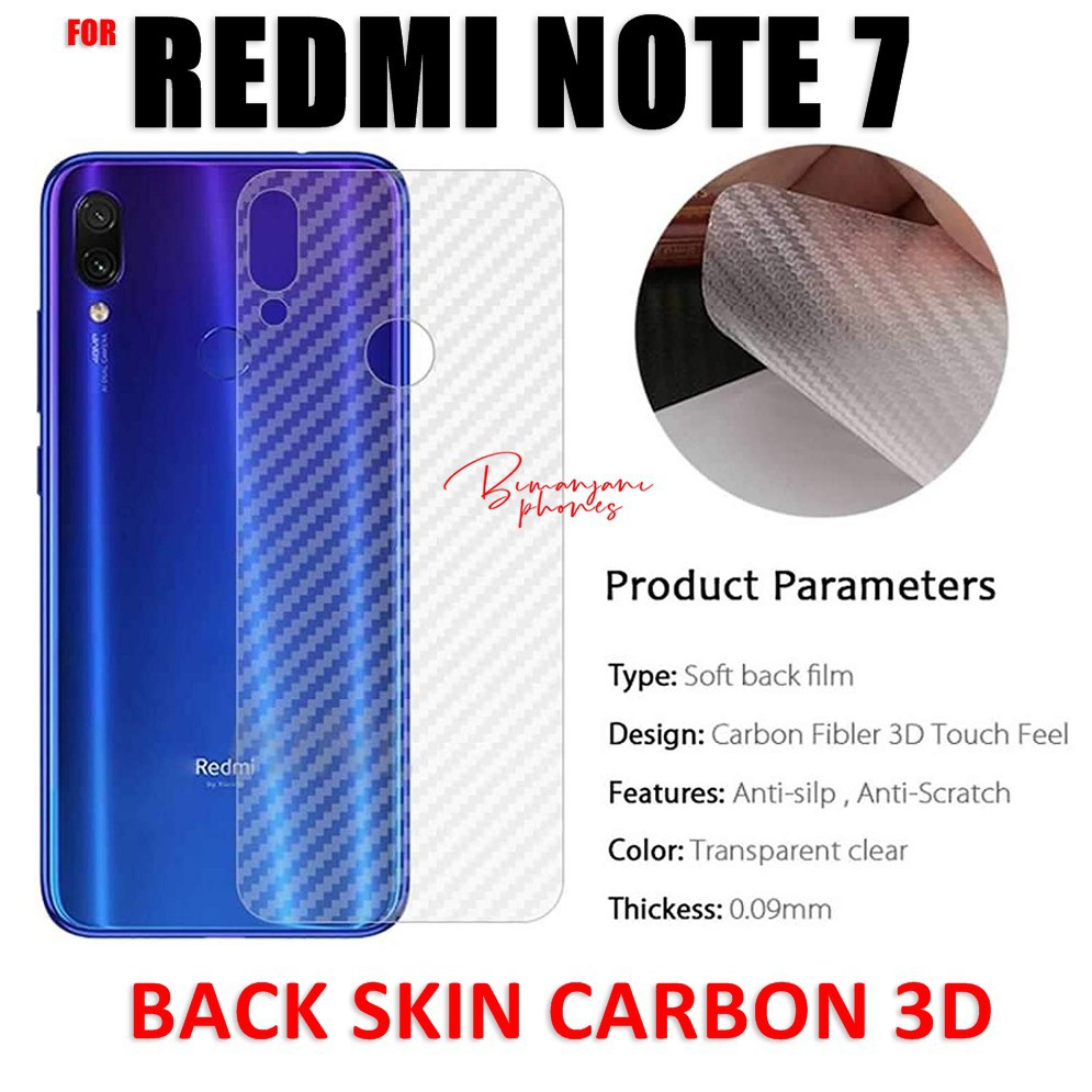 SKIN CARBON XIAOMI REDMI NOTE 7 - ANTI GORES BELAKANG REDMI NOTE 7 - BC