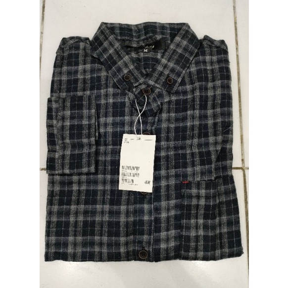 Kemeja Pria - Kemeja Flanel black square list grey