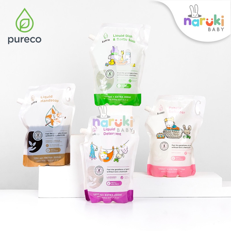 Pureco Laundry Detergent Pureco Fabric Softener Pureco Dish Bottle Soap Handsoap Refill Eco Pack 1450ml