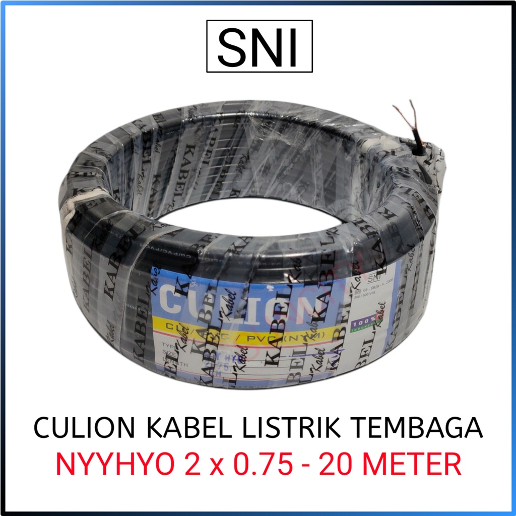 Culion Kabel Listrik NYYHYO 2 x 0.75 Hitam &amp; Putih - 20 Meter