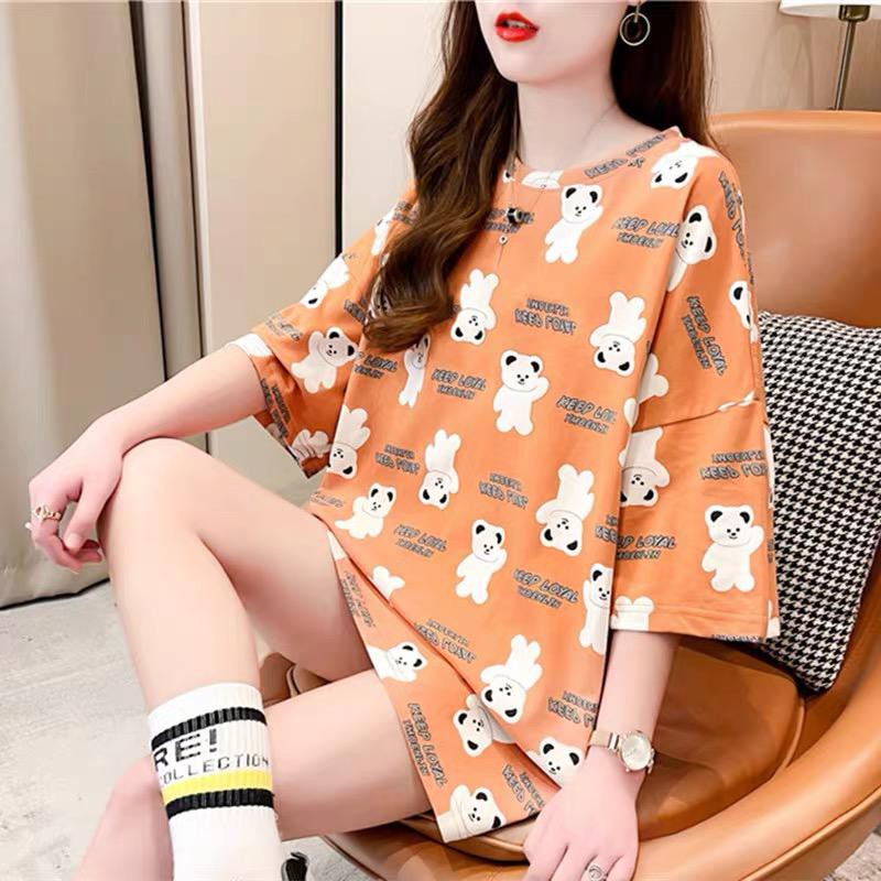 Tshirt Oversize Wanita Motif Bear Keep Loyal - 100% Import