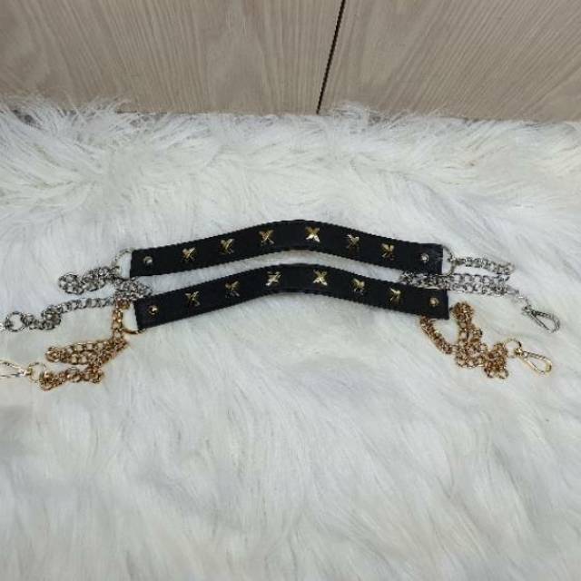 Chain with pu leather bag strap