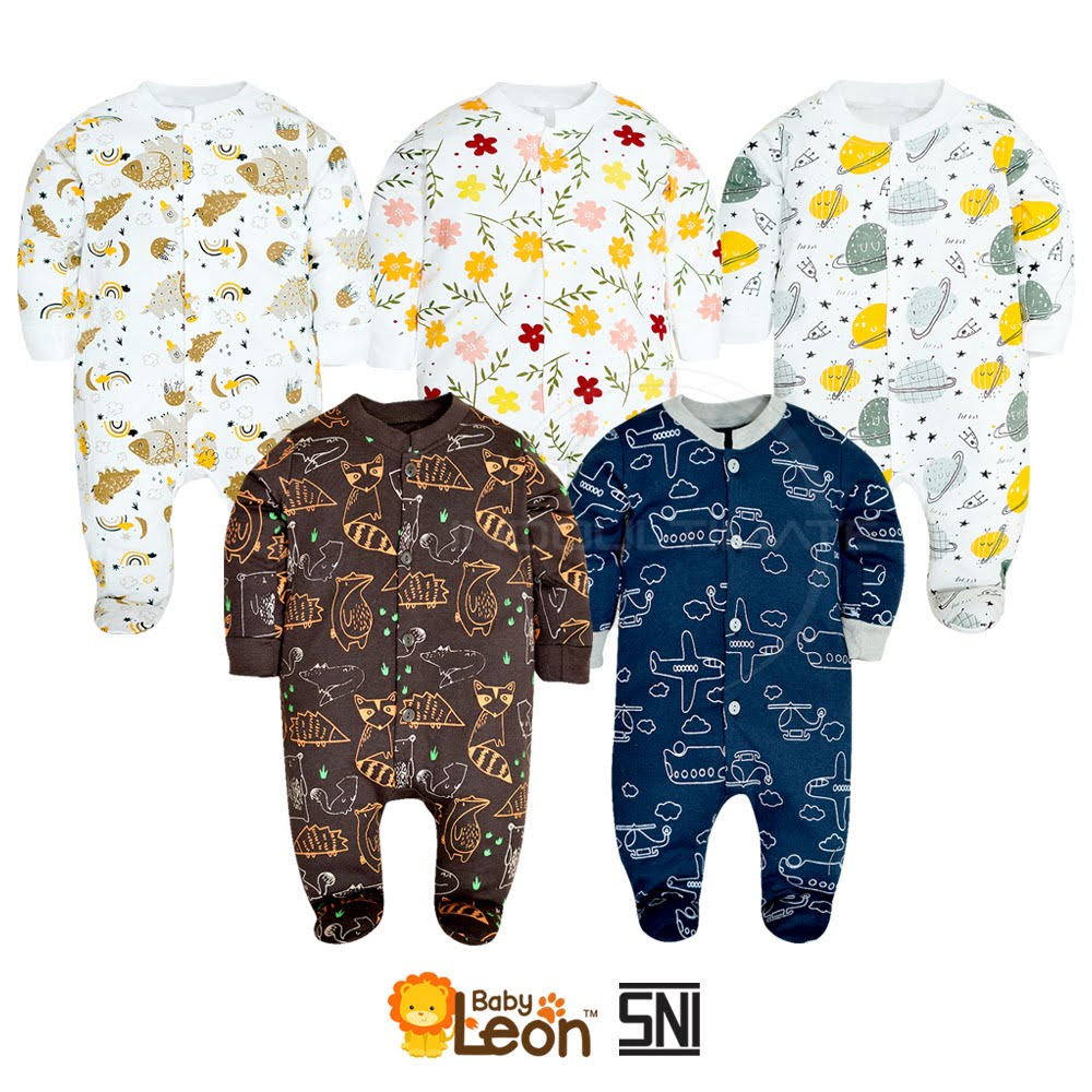 1Pcs Jumsuit Bayi Kaki Tutup Lengan Panjang BABY LEON Jumper Bayi Newborn BC-072 Sleepsuit Bayi SM-905 GY-052