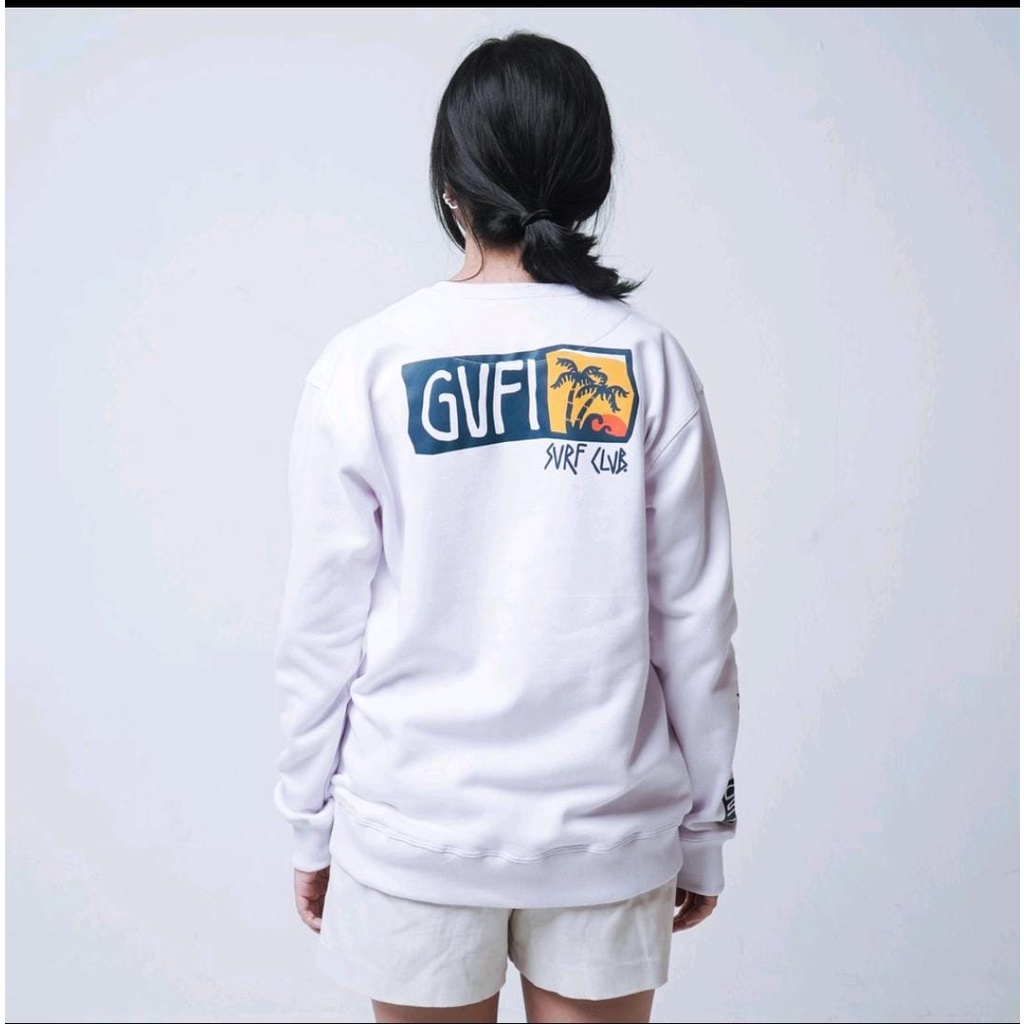 GVFI Crewneck Scripted Surfer Putih bahan tebal