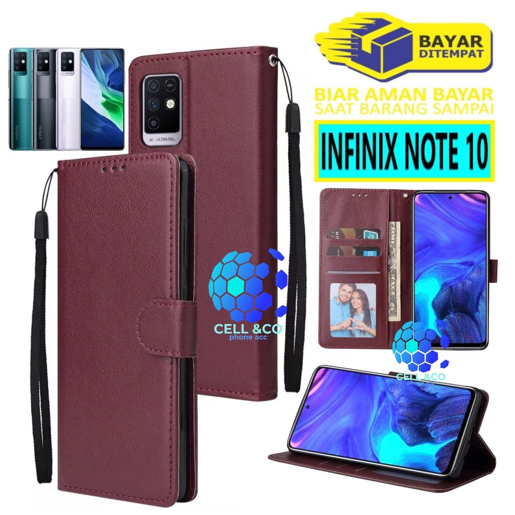 Flip cover INFINIX NOTE 10 Flip case buka tutup kesing hp casing flip case Premium leather wallet