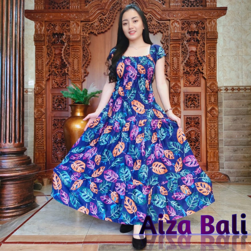Dress Daster Canda Panjang Motif Bunga Janda Bolong Lengan Pendek Rayon Super Premium Bali Terbaru K