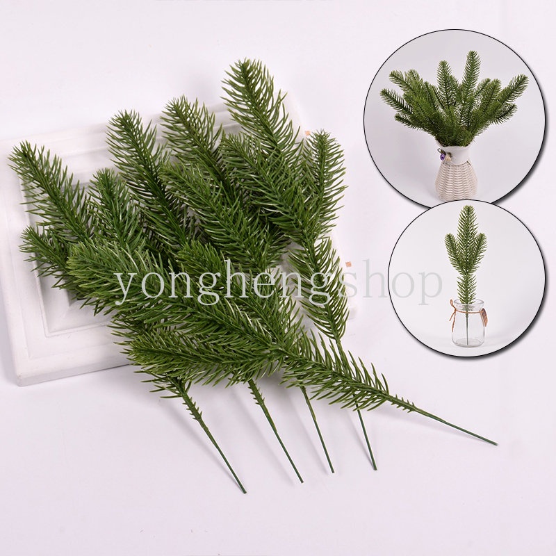 5pcs / set Daun Pinus Imitasi Bahan PVC Untuk Dekorasi Pohon Natal