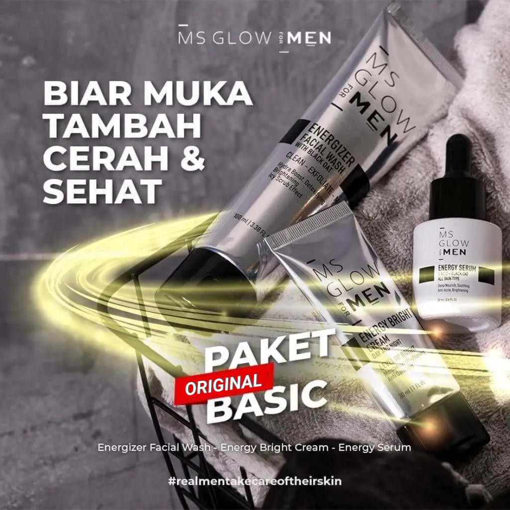Ms Glow For Men Basic Package 3 in 1 Original - Perawatan Pembersih Wajah Pria-1