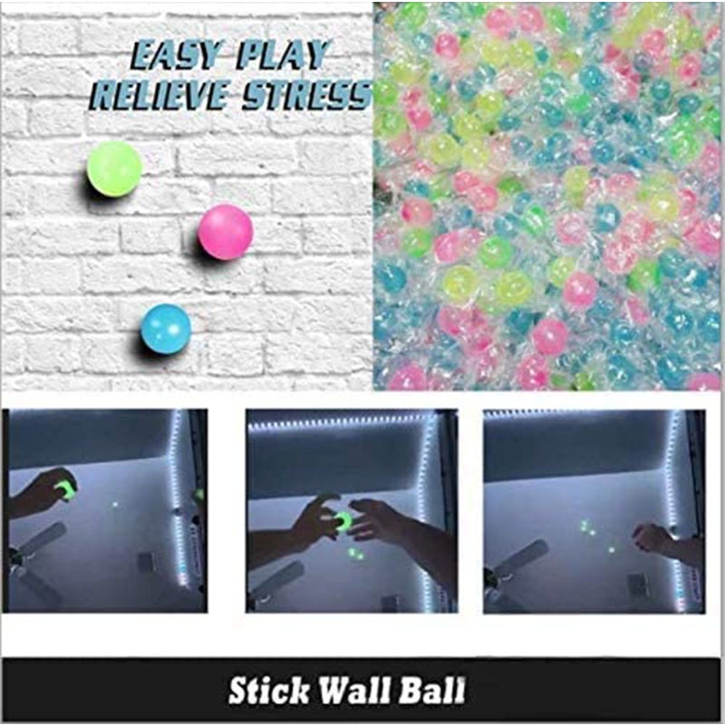 【WZ001】[GROSIR/COD]NEW VERSION! Sticky Ceiling Ball Glow in The Dark Mainan Bola Stress Relief Balls Squash Ball