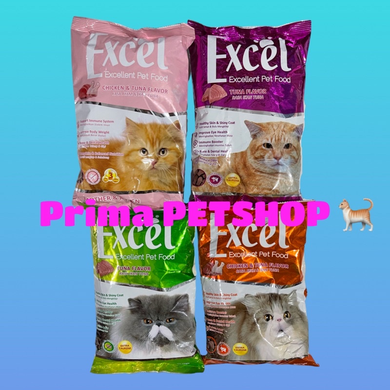 Excel makanan kucing ikan tuna ayam dan mother kitten 500gr