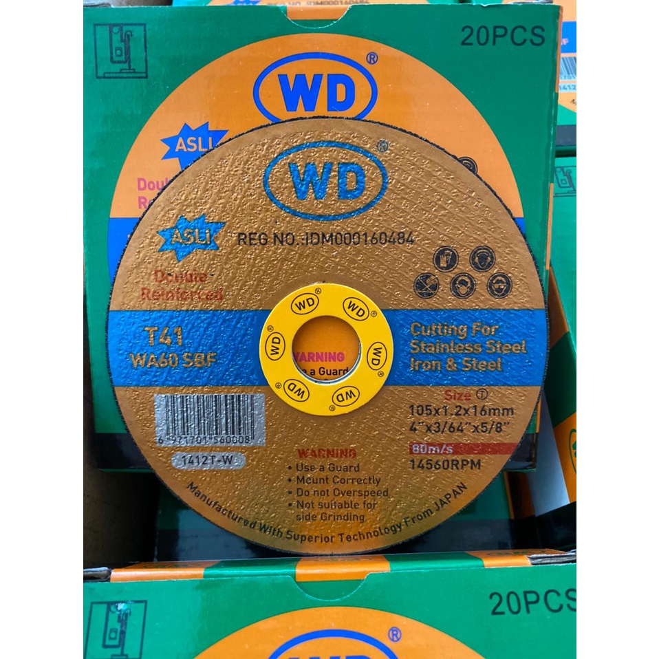 batu gurinda gerinda potong besi mata cutting wheel WD 4 x 1,2 asli 1 dus 20 pcs