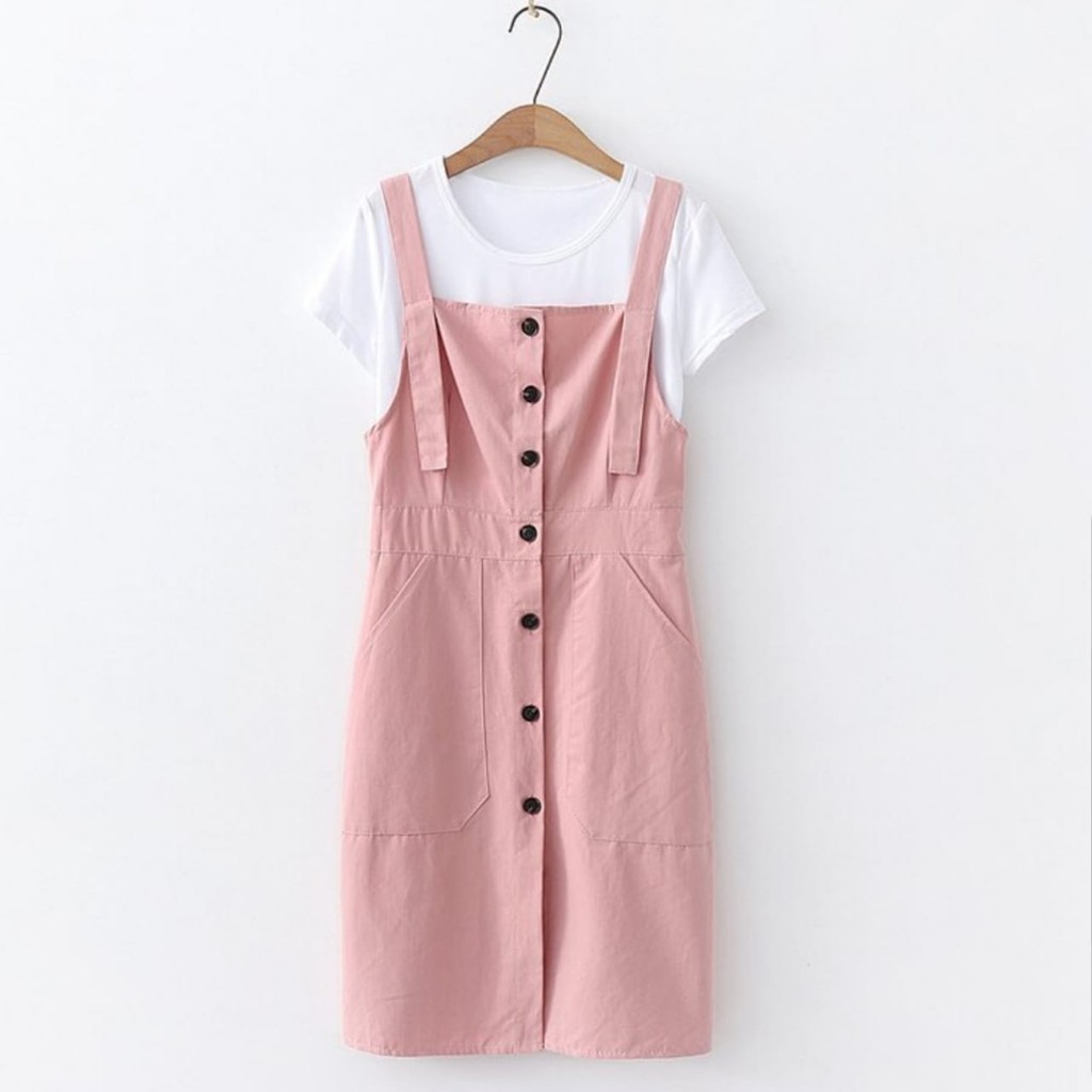 COD ⭐️ OVERALL JESSLYN REMAJA WANITA PREMIUM KEKINIAN FIT L ⭐️⭐️ JESSELYN OVERALL KOREAN STYLE MUSLIM TERMURAH-Pink