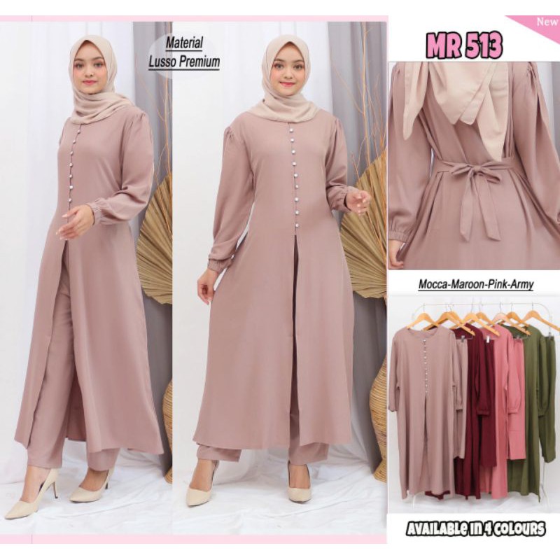 setelan tunik celana wanita kekinian/setelan gamis model terbaru