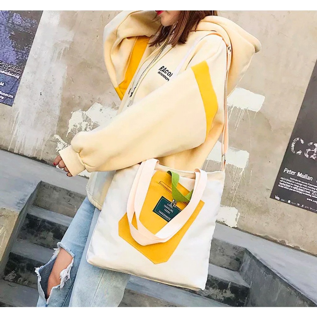 Twenty Bag - Tas Tote Bag Wanita Resleting Terbaru 2022 Aesthetic Kekinian Motif Carakter LIVING COMBI Korea Style Multifungsi