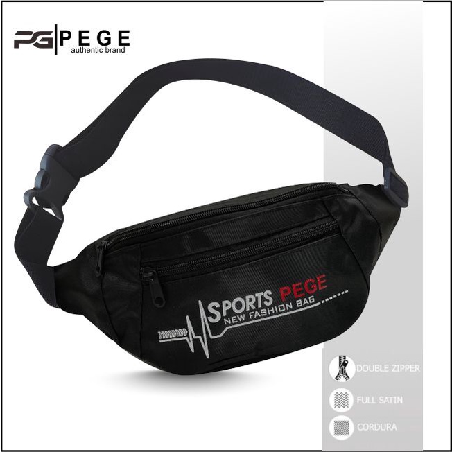 Tas Waistbag Pria PEGE Model Simpel Kasual Bisa Untuk Selempang Dan Tas Pinggang  -  PG 8916