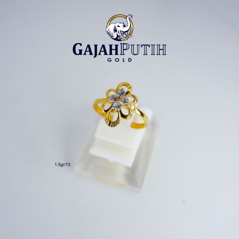 1,5gr Cincin Model Permata Bunga Emas Asli Kadar 375 kodeN11513