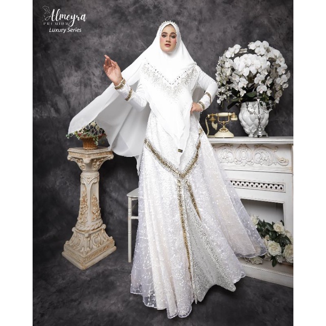 Gamis Dewasa Luxury  Mat Ceruty Set Khimar Syar'i Gamis Umrah Idul Adha by Almeyra Premium