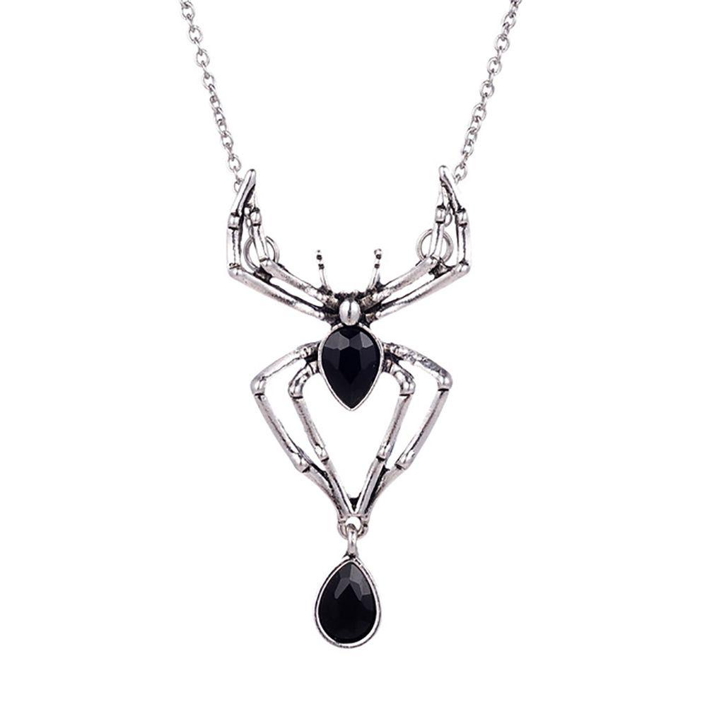 Needway Spider Rantai Klavikula Kepribadian Gothic Pria Wanita Alloy Hip Hop Gaya Korea Kalung