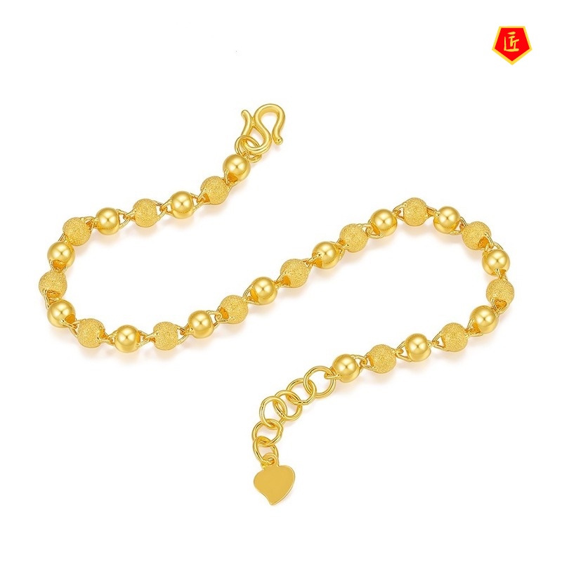 [Ready Stock]Stylish Glossy Frosted Beads Gold Bracelet