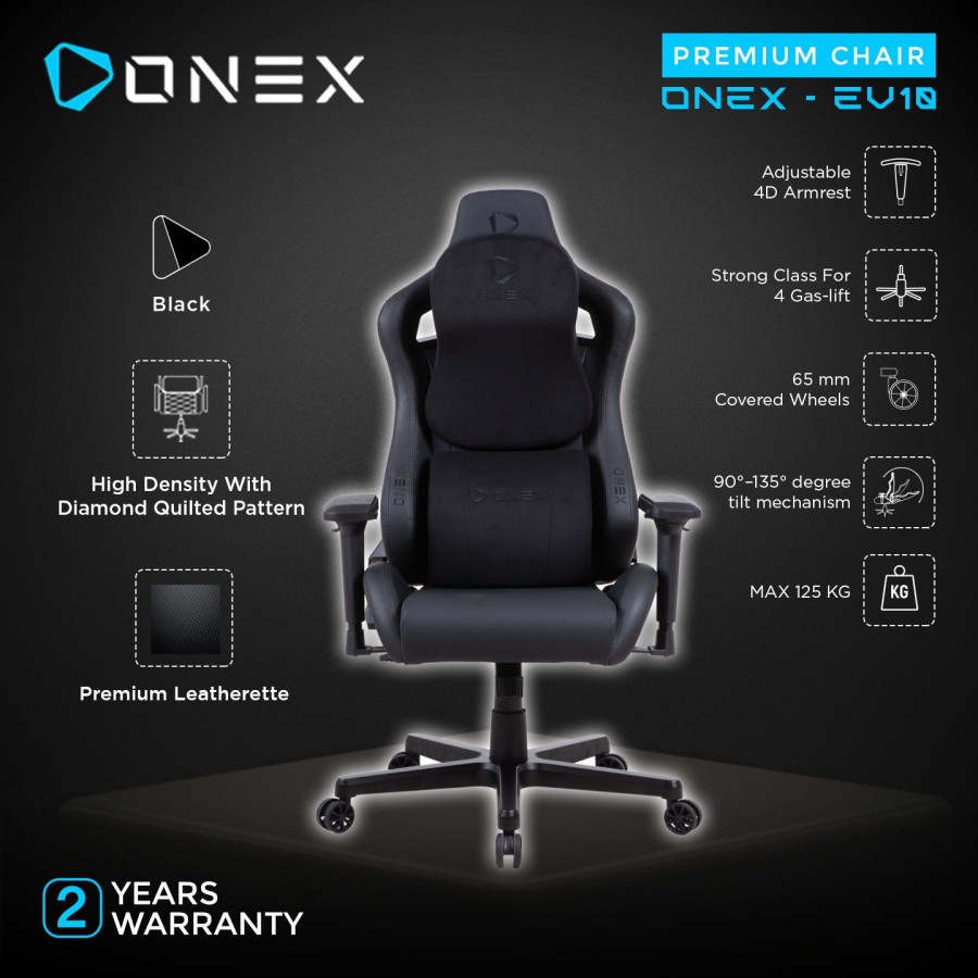 ONEX EV10 EVOLUTION SUEDE EDITION KURSI GAMING CHAIR-BLACK