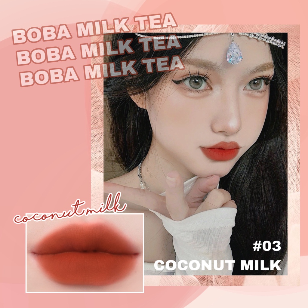 𝐌𝐀𝐓𝐓𝐄 𝐋𝐈𝐏𝐒𝐓𝐈𝐂𝐊 - Kiss Beauty Boba Milk Tea Color Liquid  Matte Lipstick Tahan Lama 4ml