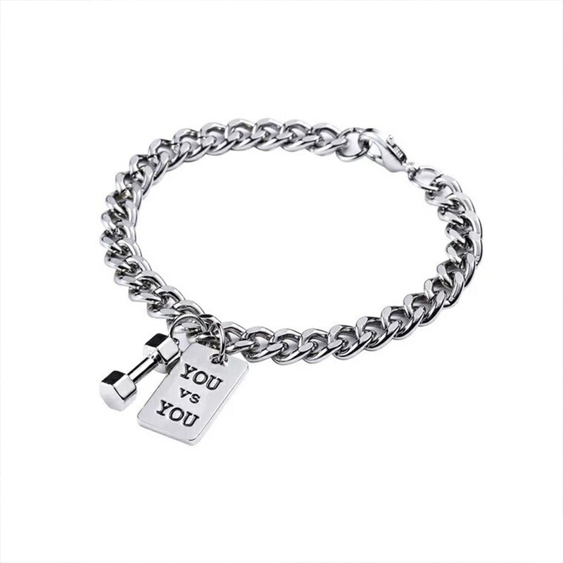 1 Pcs Gelang Couple Pasangan Teman Rantai Logam Titanium Baja Tahan Karat Perak You and Me Bracelet- olo